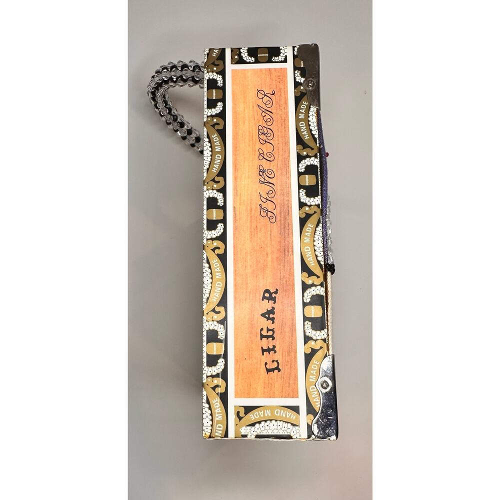 Vintage Imported Braciano Fine Cigars Beaded Box Case Purse Bag Night Skyline - Picture 6 of 16